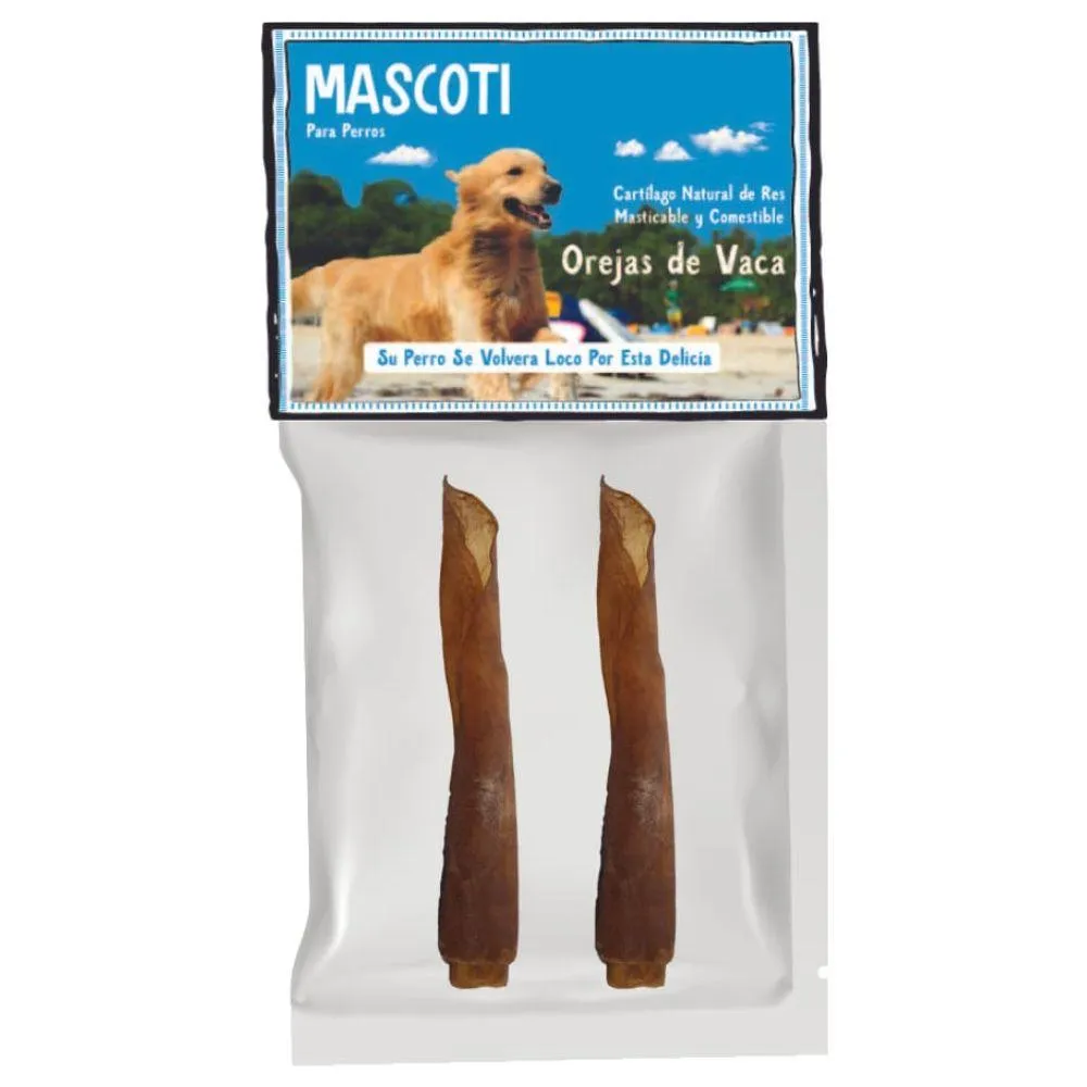 Mascoti Rollo de oreja de vaca golosina para perros 2 unidades