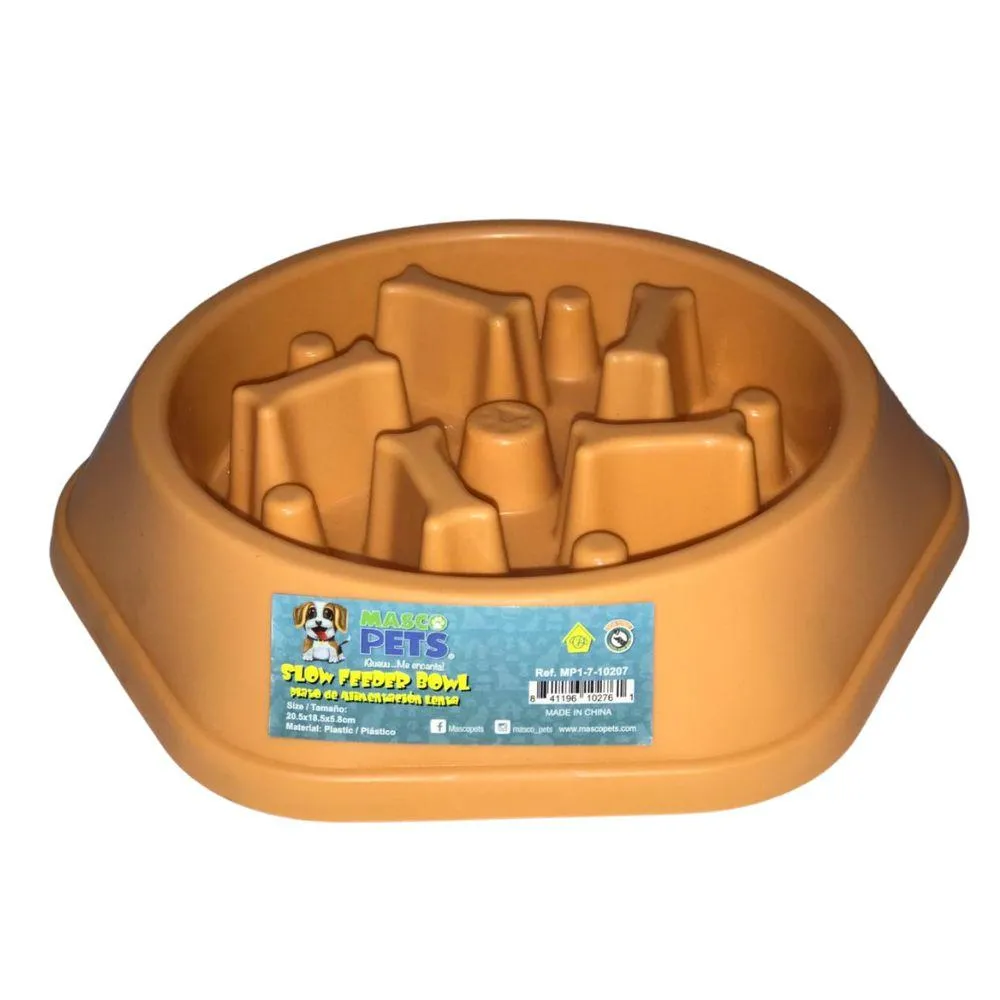 Masco Pets Slow Feeder Plato Amarillo De Alimentación Lenta Para Perros 25cm