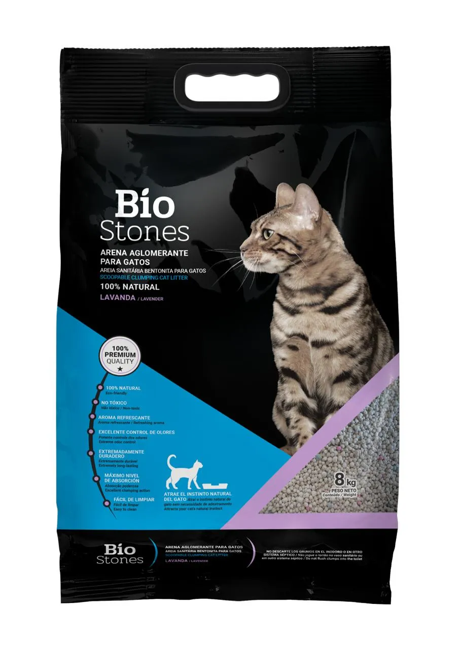 Arena Para Gato BioStone Aroma Lavanda 8kg
