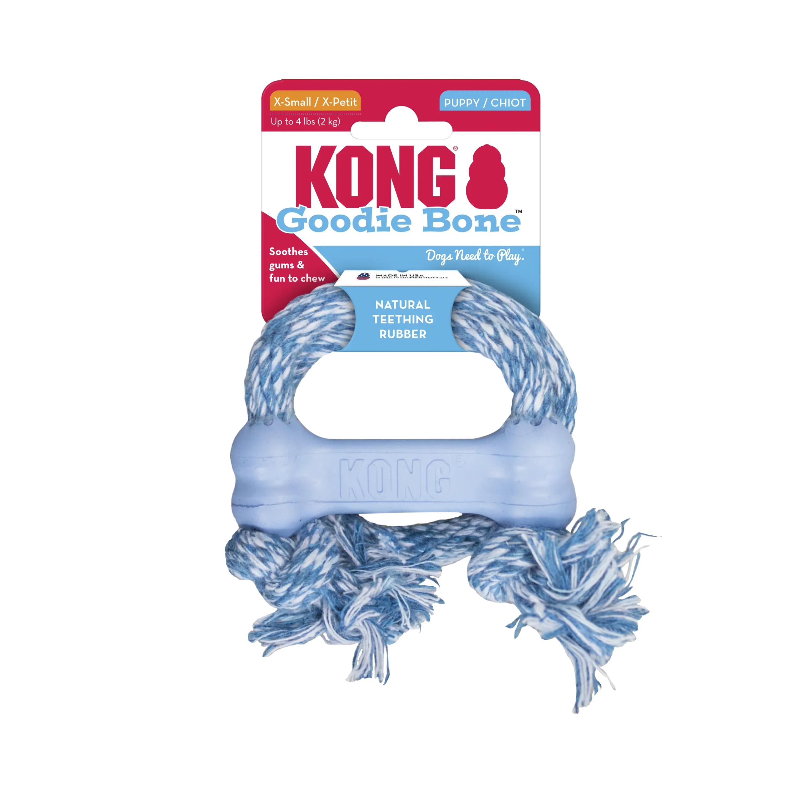 Kong Puppy Goodie Bone With Rope Xsmall - Imagen 6