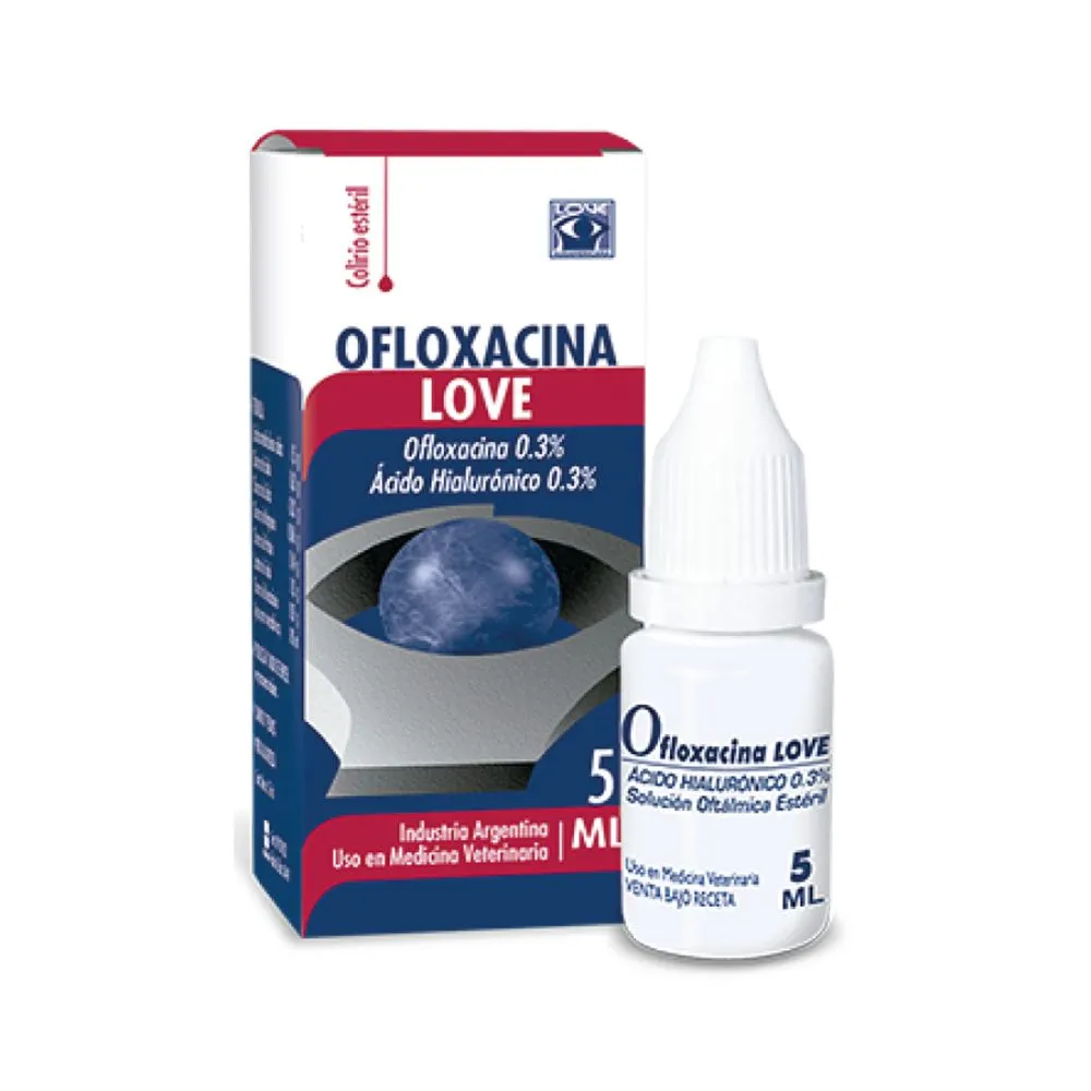 Love Ofloxacina con Ácido Hialurónico 0.3% Solución oftálmica para Mascota 5ml