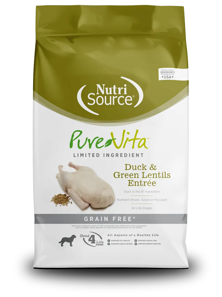 Nutrisource Pure Vita Duck & Green Lentils Entrée Para Perros
