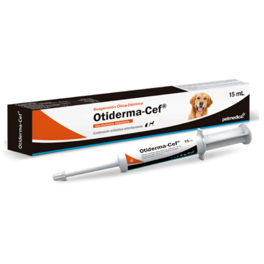 Otiderma-Cef Antibiotico Antiinflamatorio Para el tratar de otitis y dermatitis en Mascotas 15ml