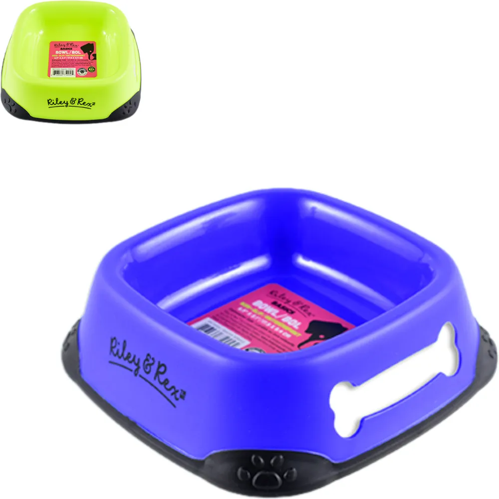 Riley & Rex Plato Cuadrado Azul para Perros 6.9″ S