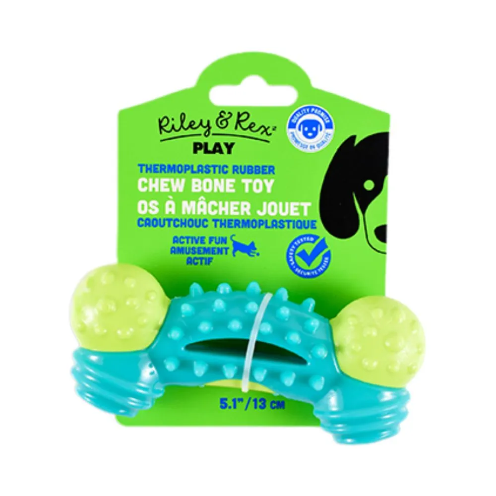Riley & Rex Juguete de Goma Masticable Azul y Verde para Perro 5.1″