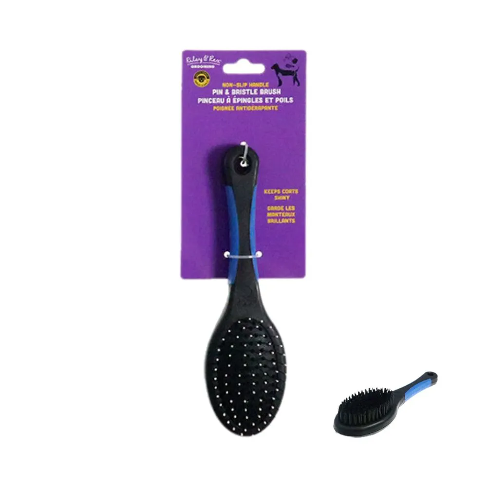Riley & Rex Cepillo Azul Doble para mascotas 8″