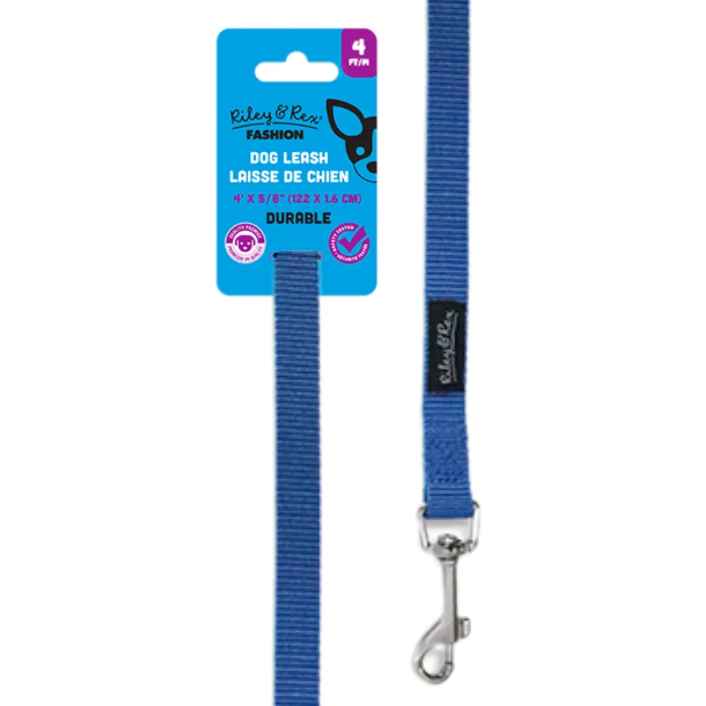 Riley & Rex Correa Nailon Azul para Perros 4’x 5/8″