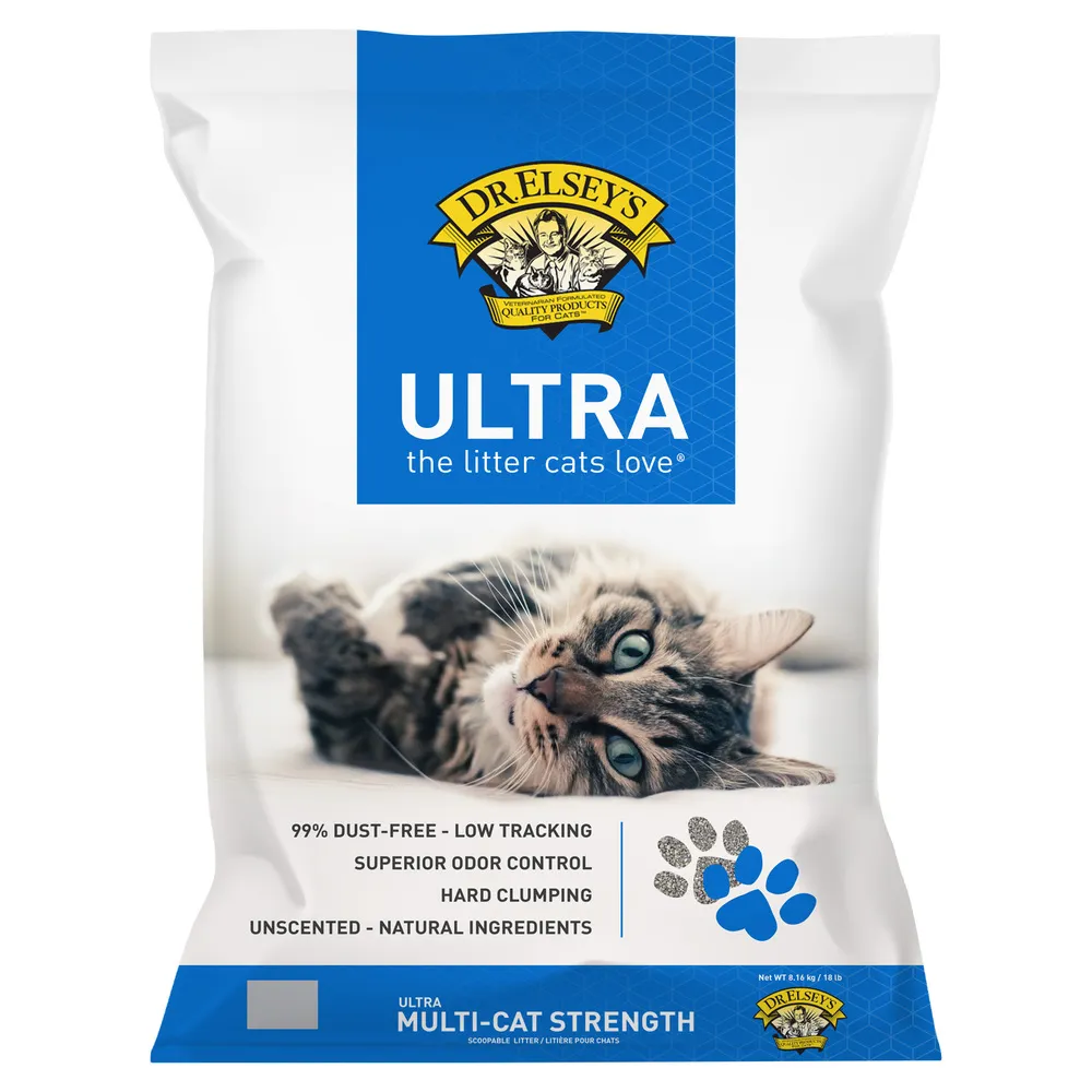 Dr. Elsey’s Ultra Unscented Clumping Arena Aglutinante Multigatos Sin Aroma Para Gatos 18lb