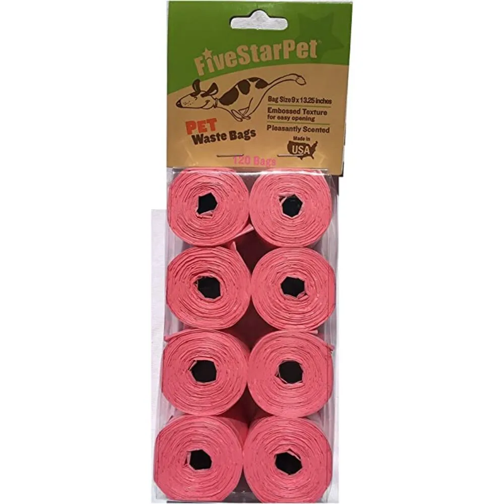Fivestarpet Bolsas Perfumadas Rosado para Recogida De Desechos 8 Rollos