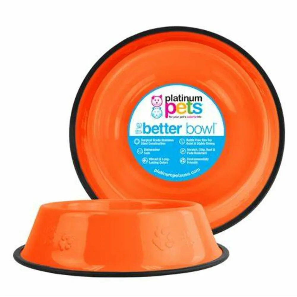 Platinum Pets Plato Naranja de Acero Inoxidable para Mascotas 6oz