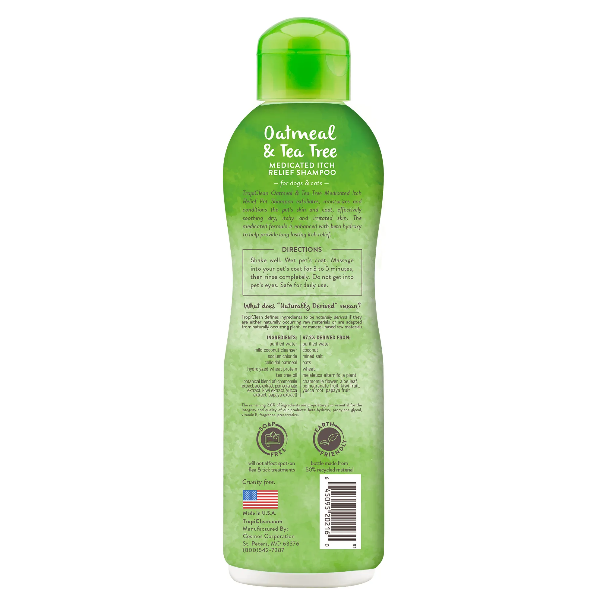 Tropiclean Shampoo Oatmeal & Tea Tree Medicated Itch Relief 12oz - Imagen 2