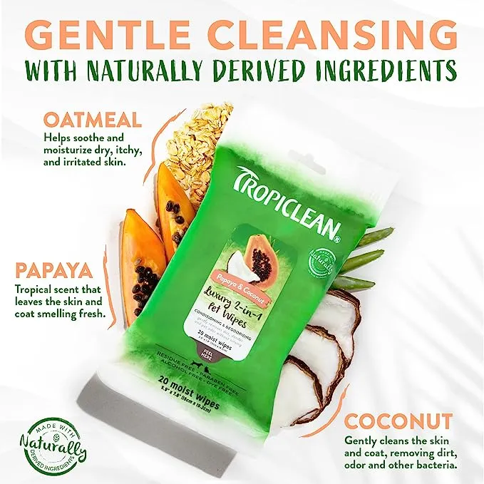 Tropiclean Pet Wipes Luxury 2in1 Papaya & Coconut – Toallitas Limpiadoras - Imagen 7