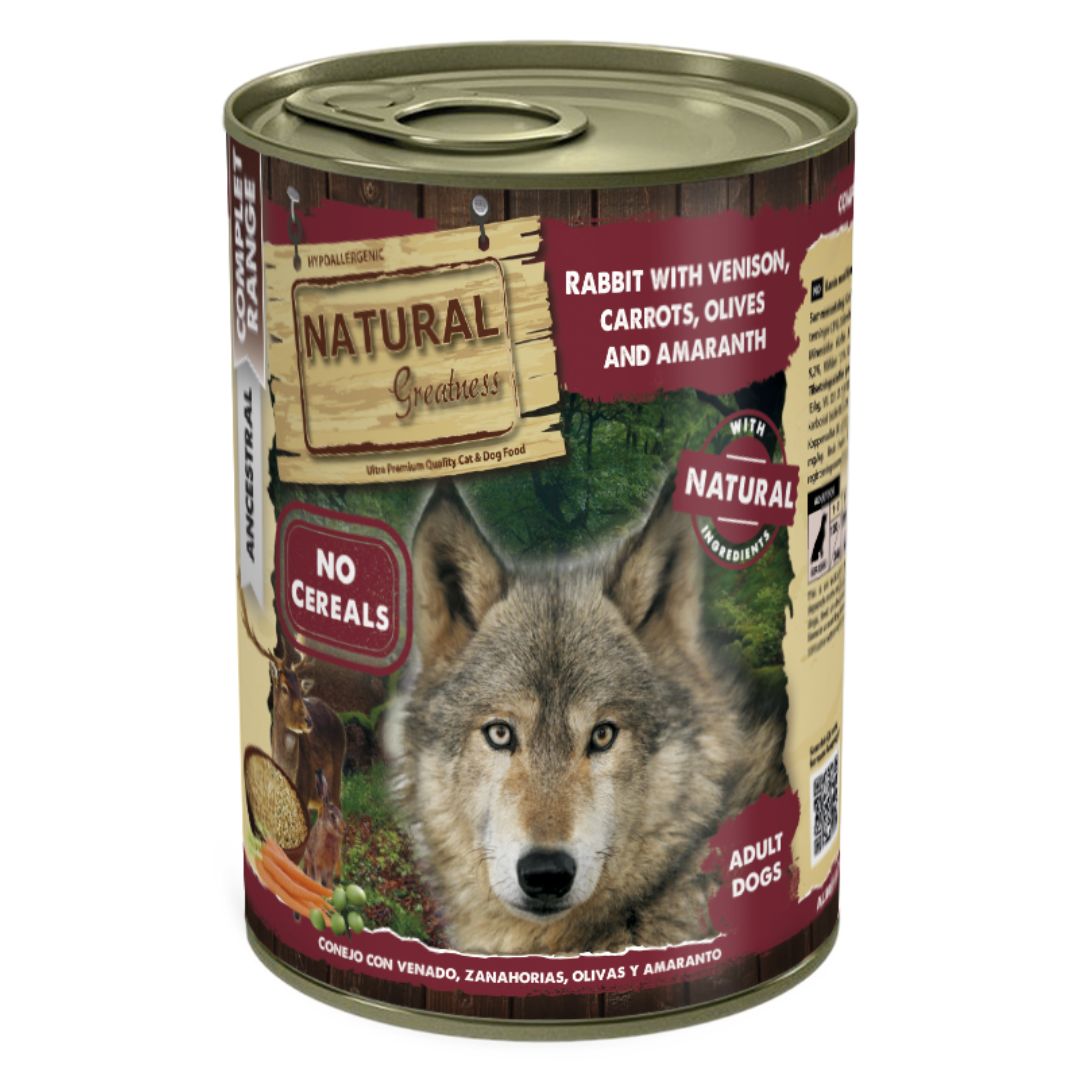 Comida húmeda para perros NATURAL GREATNESS CONEJO CON VENADO