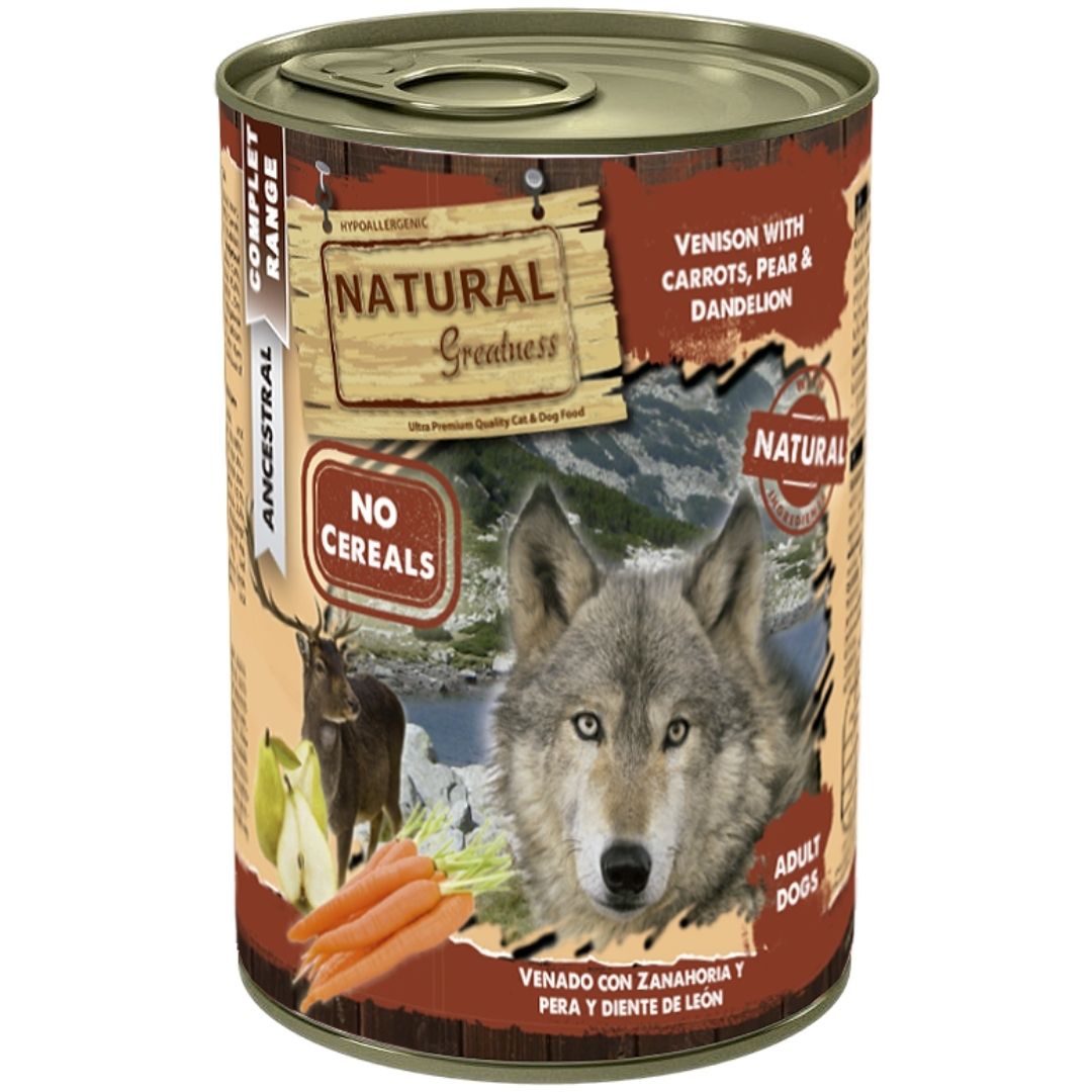 Comida húmeda para perros NATURAL GREATNESS VENADO CON ZANAHORIA