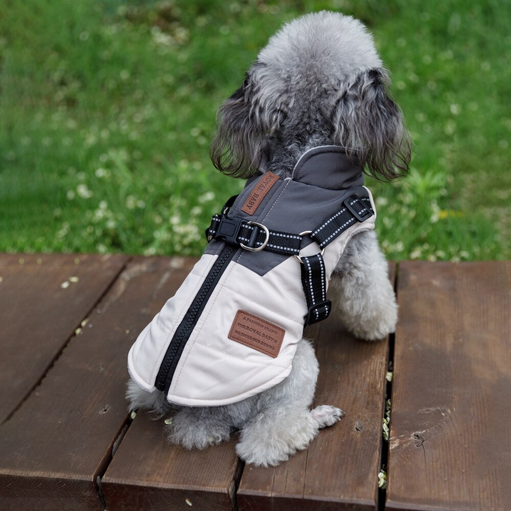 Chaqueta impermeable con arnés para perro, ropa cálida de invierno para Labrador, abrigo para perro grande, Chihuahua, Bulldog Francés, Yorkie, trajes - Imagen 3