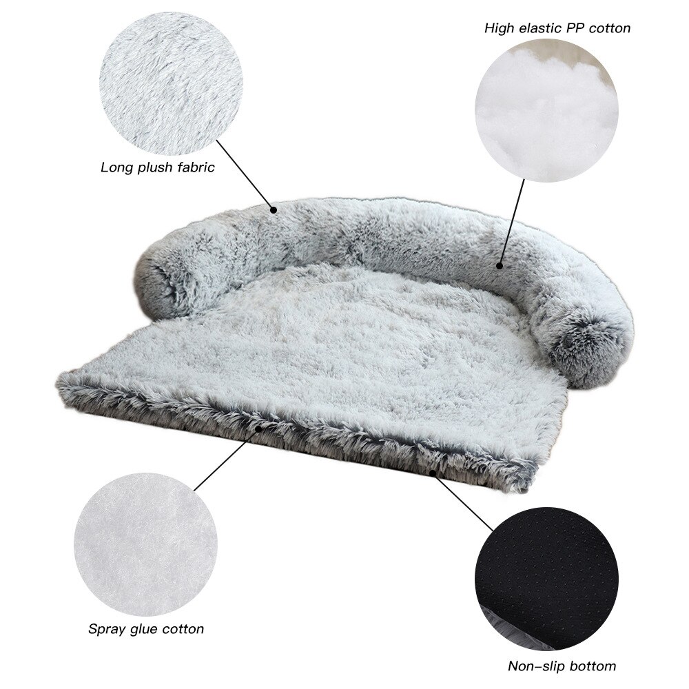 Sofá cama de felpa para perro grande, cojín lavable, manta, funda para sofá - Imagen 2