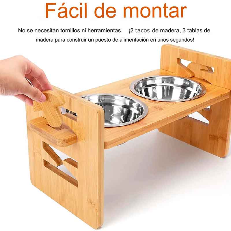 Comedero En altura para Perros Inclinado de Bambú: Increíble Máxima Comodidad y Bienestar Natural - Imagen 3